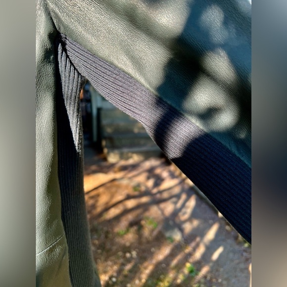 Vince 100% Goat Leather Moto Jacket Funnel Neck S Womens Charcoal Grey - Picture 6 of 16